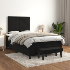 Cama box spring con colchón terciopelo negro 120x200