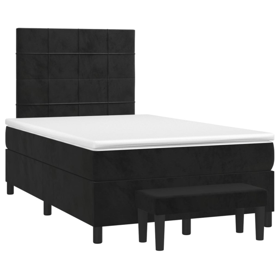 Cama box spring con colchón terciopelo negro 120x200