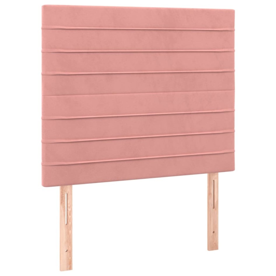 Cama box spring con colchón terciopelo rosa 90x190