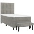Cama box spring con colchón terciopelo gris claro 100x200