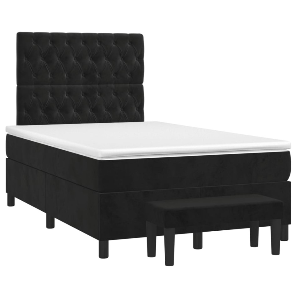 Cama box spring con colchón terciopelo negro 120x200