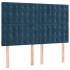 Cama box spring con colchón terciopelo azul oscuro 140x190