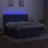 Cama box spring colchón y luces LED tela azul 160x200