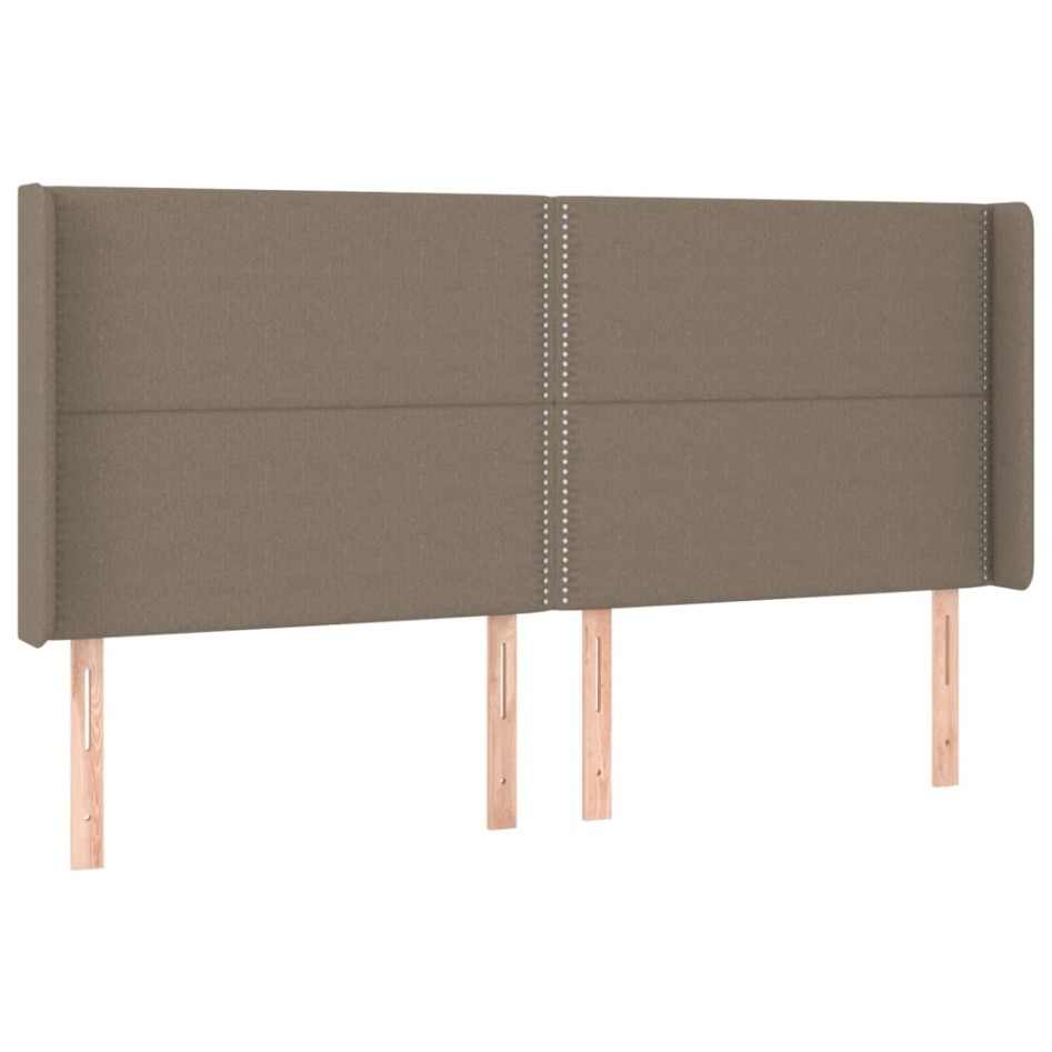 Cama box spring colchón y luces LED tela gris taupe 160x200