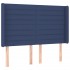 Cama box spring colchón y luces LED tela azul 140x200