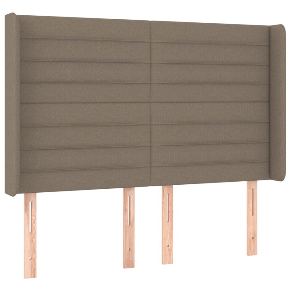 Cama box spring colchón y luces LED tela gris taupe 140x200