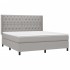 Cama box spring colchón y luces LED tela gris claro 160x200