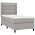 Cama box spring colchón y luces LED tela gris claro 100x200