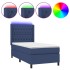 Cama box spring colchón y luces LED tela azul 90x200