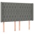 Cama box spring colchón y luces LED tela gris oscuro 140x190