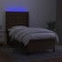Cama box spring colchón luces LED tela marrón oscuro