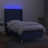 Cama box spring colchón y luces LED tela azul 80x200