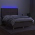 Cama box spring colchón y luces LED tela gris taupe 140x200
