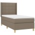 Cama box spring colchón y luces LED tela gris taupe 90x190