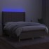 Cama box spring colchón y luces LED tela gris taupe 140x200