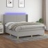 Cama box spring colchón y luces LED tela gris claro 160x200