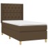 Cama box spring colchón y luces LED tela marrón oscuro