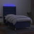 Cama box spring colchón y luces LED tela azul 90x200