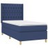 Cama box spring colchón y luces LED tela azul 90x200