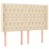 Cama box spring colchón y luces LED tela crema 140x190