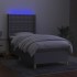 Cama box spring colchón y luces LED tela gris claro 80x200
