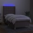 Cama box spring colchón y luces LED tela gris taupe 100x200