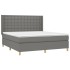 Cama box spring colchón y luces LED tela gris oscuro 160x200