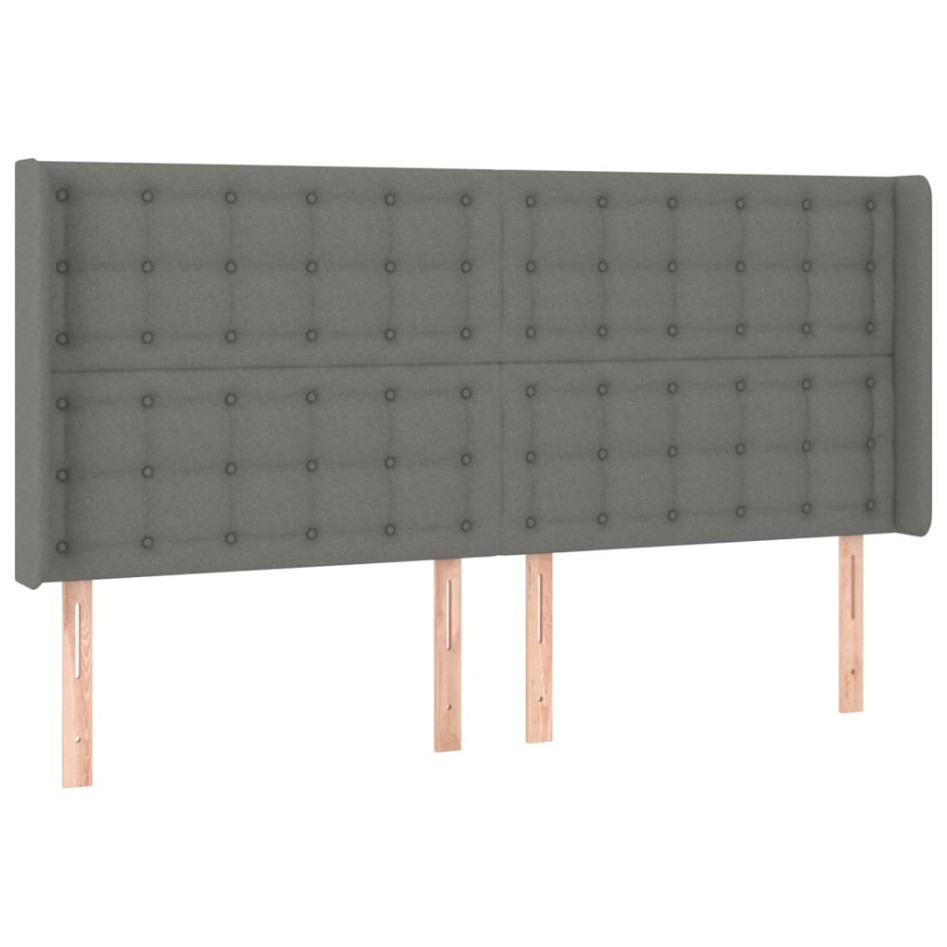 Cama box spring colchón y luces LED tela gris oscuro 160x200