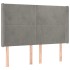 Cama box spring colchón y LED terciopelo gris claro 140x200