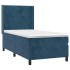 Cama box spring colchón y LED terciopelo azul oscuro 80x200