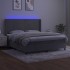Cama box spring colchón y LED terciopelo gris claro 160x200
