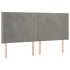 Cama box spring colchón y LED terciopelo gris claro 160x200