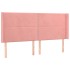 Cama box spring colchón y LED terciopelo rosa 160x200
