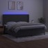 Cama box spring colchón y LED terciopelo gris oscuro 200x200