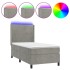 Cama box spring colchón y LED terciopelo gris claro 100x200