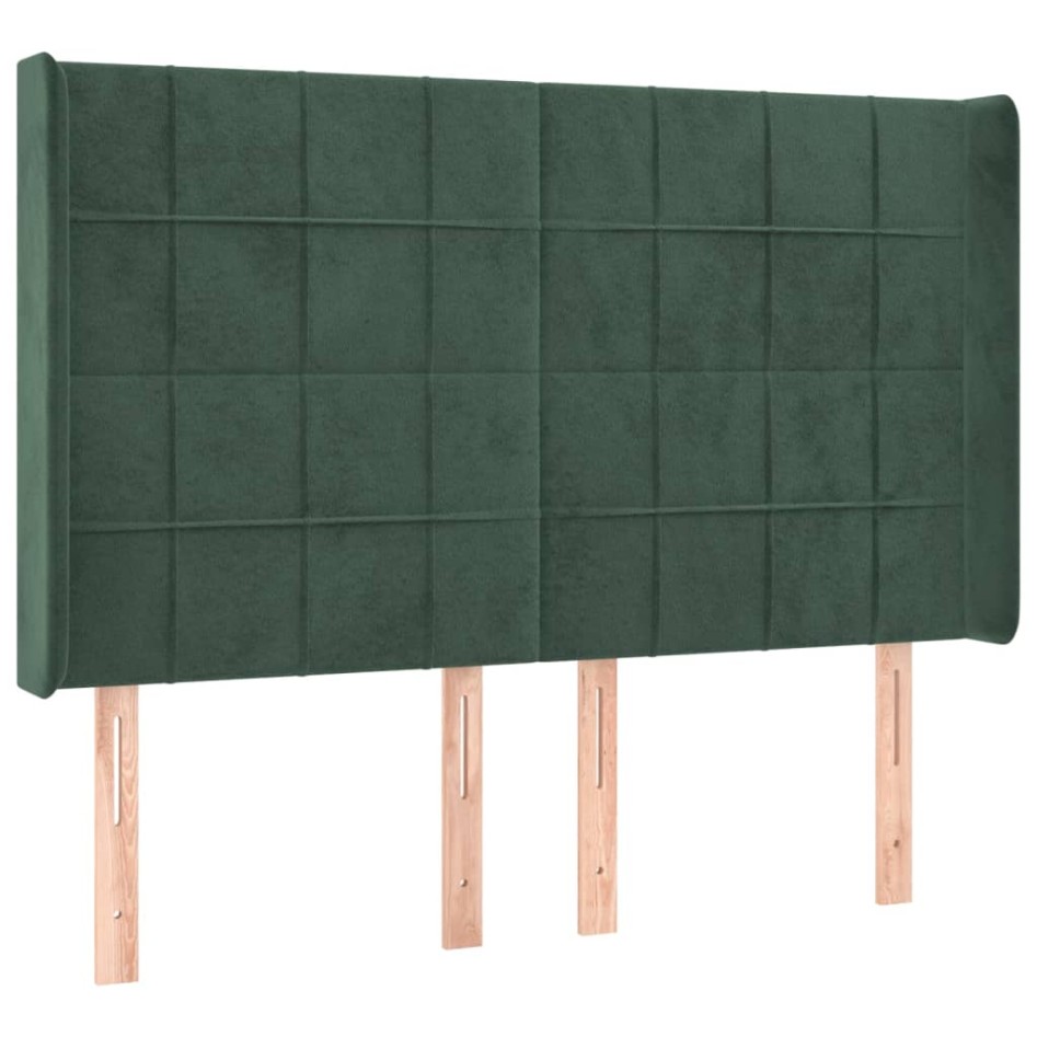 Cama box spring colchón y LED terciopelo verde oscuro