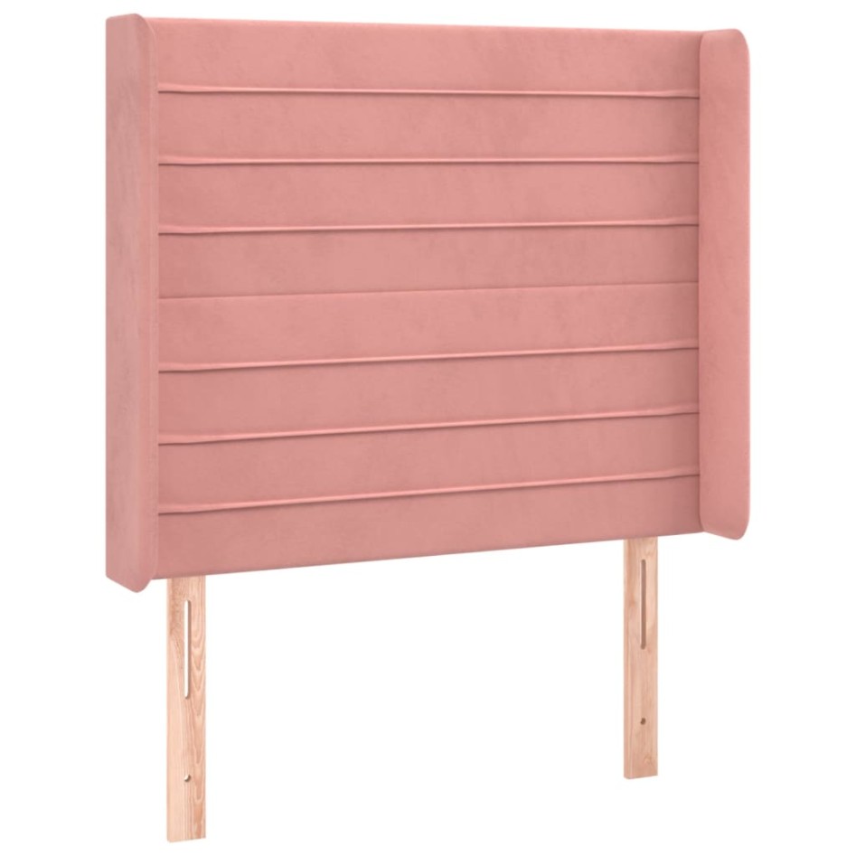 Cama box spring colchón y LED terciopelo rosa 80x200