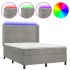 Cama box spring colchón y LED terciopelo gris claro 140x200