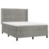 Cama box spring colchón y LED terciopelo gris claro 140x200