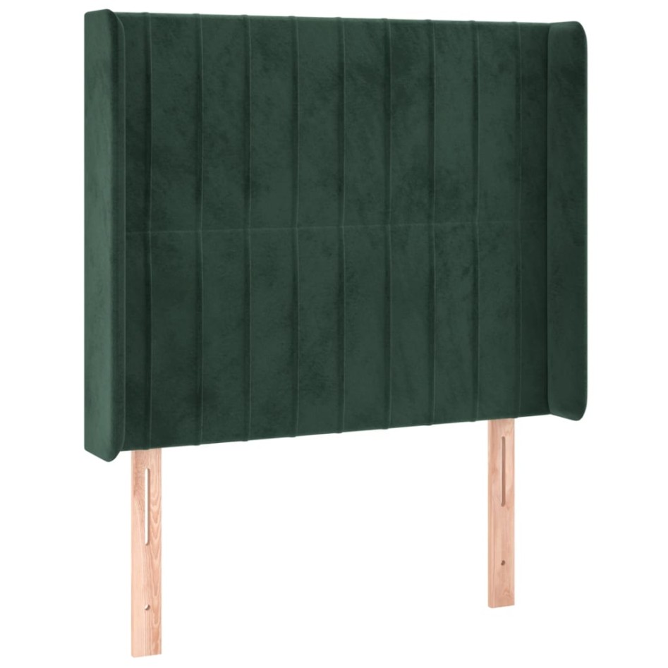 Cama box spring colchón y LED terciopelo verde oscuro 80x200