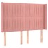 Cama box spring colchón y LED terciopelo rosa 140x200