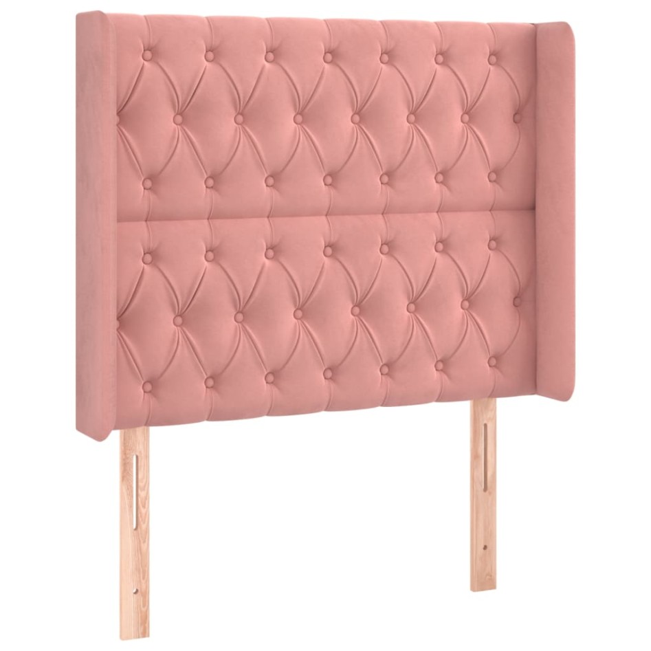 Cama box spring colchón y LED terciopelo rosa 90x190