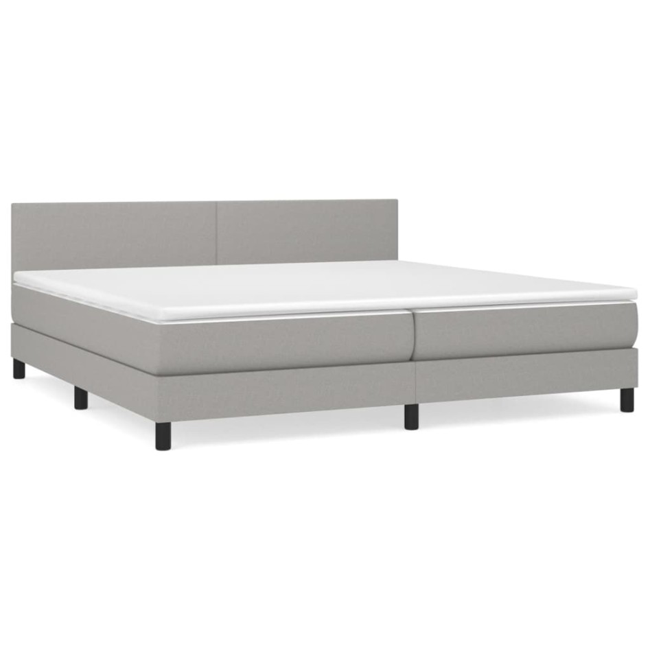 Cama box spring con colchón tela gris claro 200x200