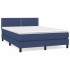 Cama box spring con colchón tela azul 140x190