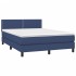 Cama box spring con colchón tela azul 140x190
