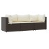 Set muebles de jardín 3 piezas y cojines ratán sintético