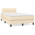Cama box spring con colchón tela color crema 120x200