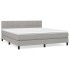 Cama box spring con colchón tela gris claro 180x200