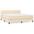 Cama box spring con colchón tela color crema 180x200