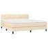 Cama box spring con colchón tela color crema 180x200
